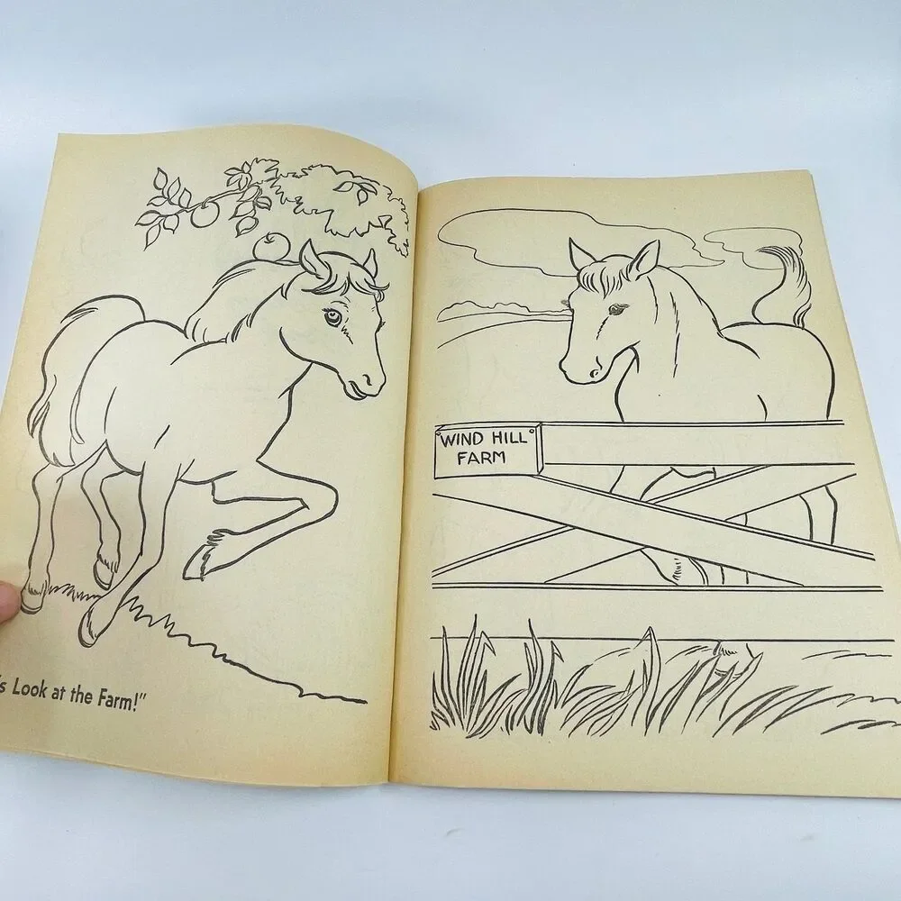 Farm Animals Coloring Book Western Publishing 1960 Vintage Paperback Uncolored
